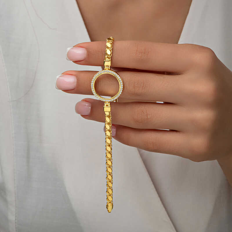 Gold Plated Women’s Bracelet with Silver Quarter Attachment