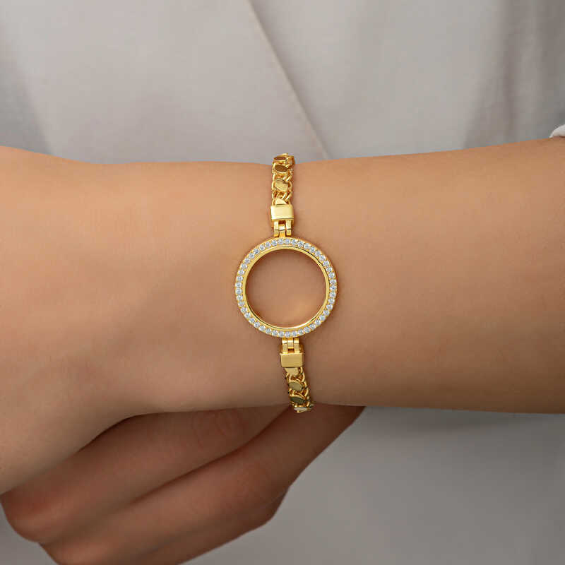 Gold Plated Women’s Bracelet with Silver Quarter Attachment