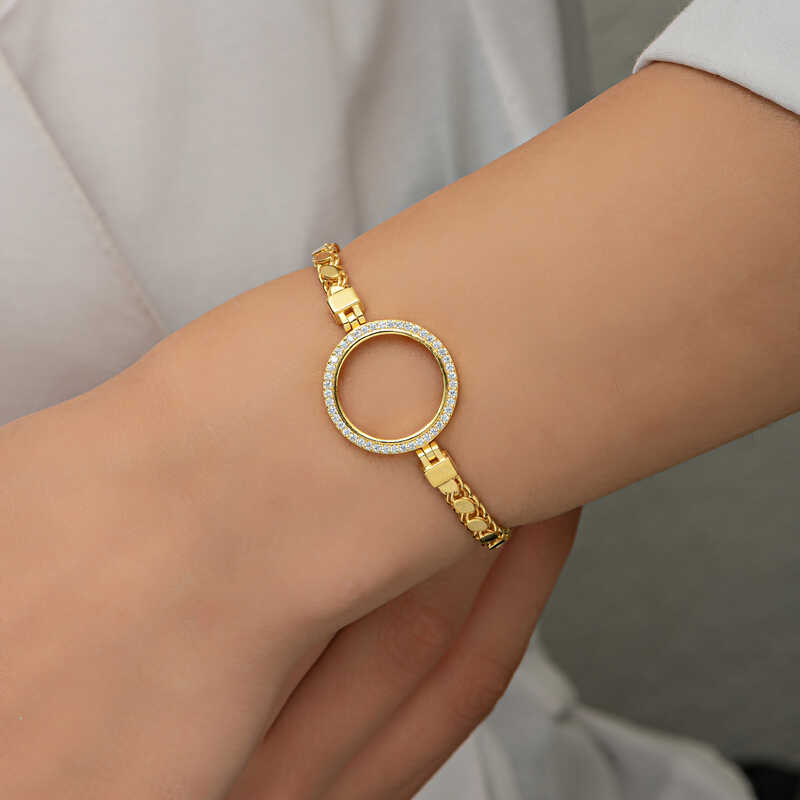 Gold Plated Women’s Bracelet with Silver Quarter Attachment