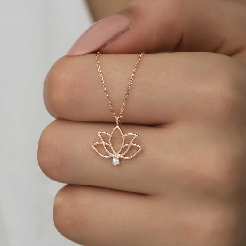 Silver Rose Lotus Flower Women’s Necklace