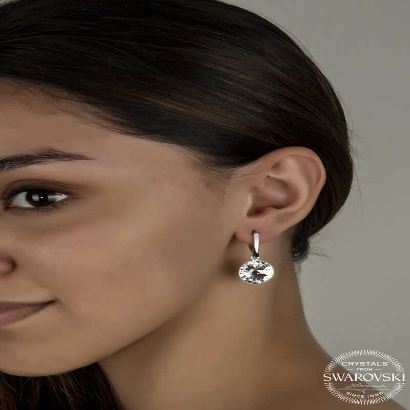 Swarovski Crystal Stone Silver White Dangle Women’s Earrings