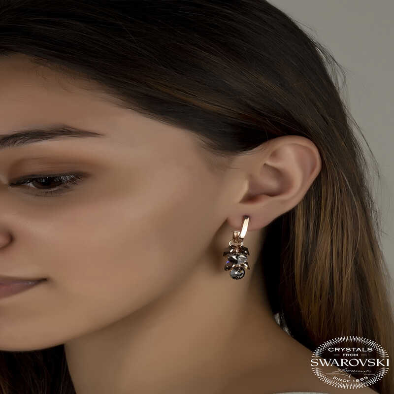 Swarovski Crystal Stone Silver Pendant Stud Earrings for Women
