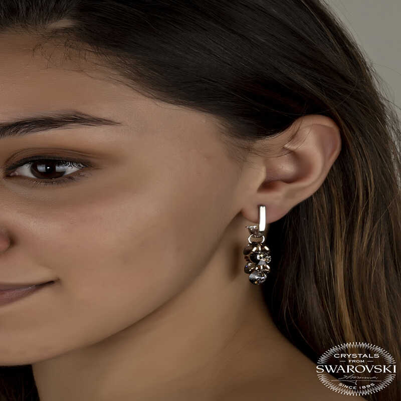 Swarovski Crystal Stone Silver Pendant Stud Earrings for Women