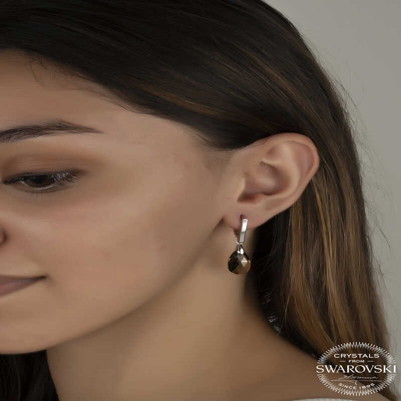 Swarovski Crystal Stone Silver Drop Dangle Women’s Earrings