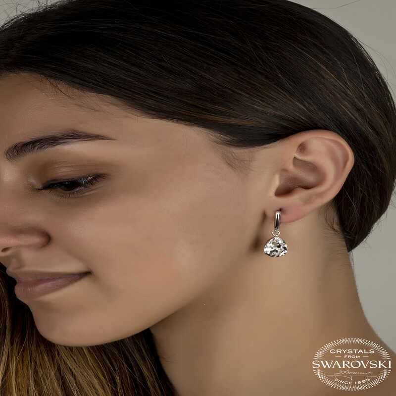 Swarovski Crystal Stone Silver Drop Dangle Women’s Earrings