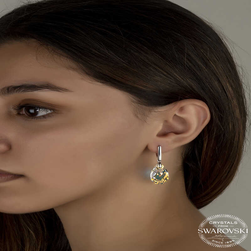Swarovski Crystal Stone Silver Drop Dangle Women’s Earrings