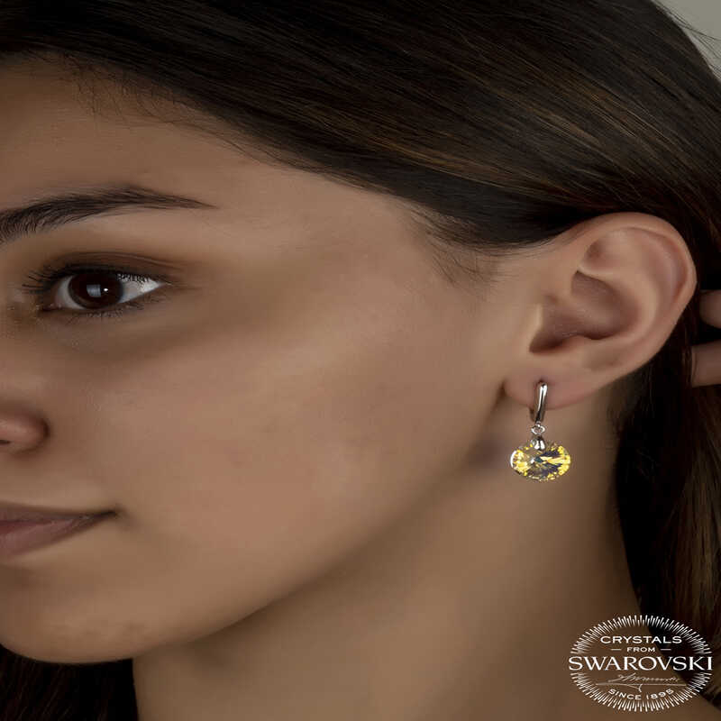 Swarovski Crystal Stone Silver White Dangle Women’s Earrings
