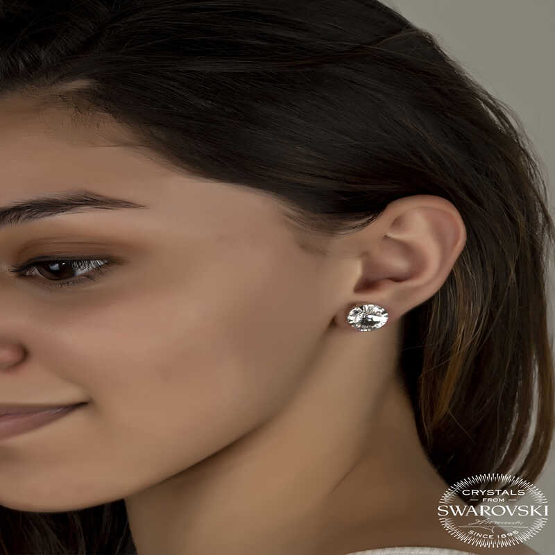 Swarovski Crystal Stone Silver Stud Women’s Earrings