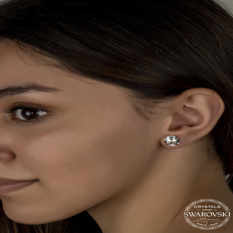 Swarovski Crystal Stone Silver Stud Women’s Earrings