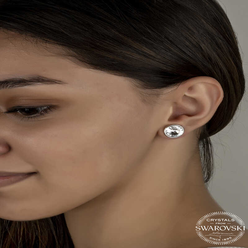 Swarovski Crystal Stone Silver Stud Women’s Earrings