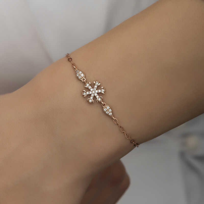 Silver Rose Snowflake Women’s Bracelet