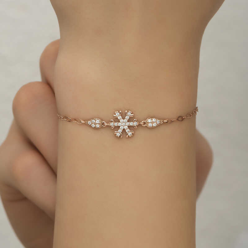 Silver Rose Snowflake Women’s Bracelet