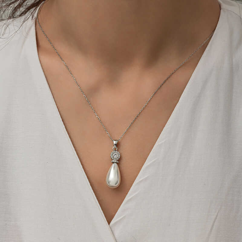 Silver Drop Pearl Women’s Necklace