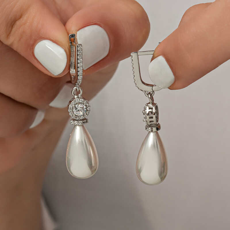 Silver Drop Pearl Women’s Earrings