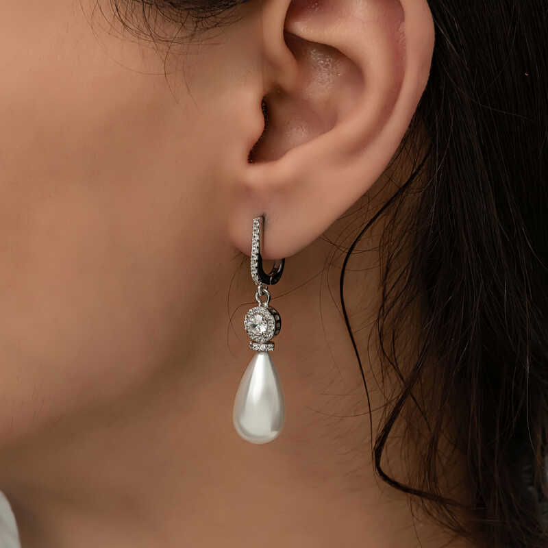 Silver Drop Pearl Women’s Earrings