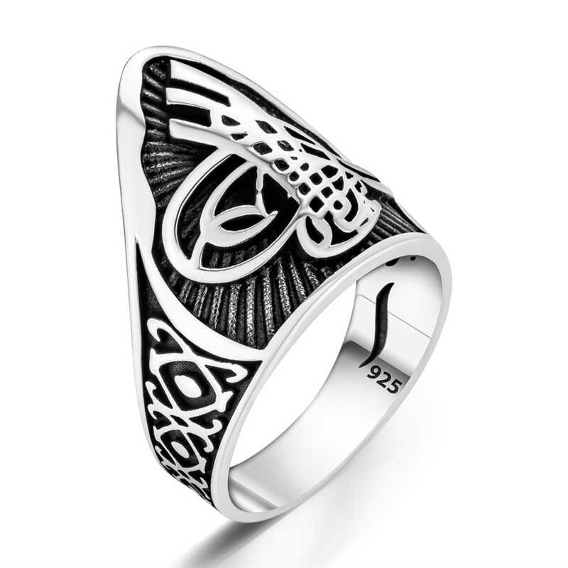 Silver Ottoman Tughra Thumb Ring for Men