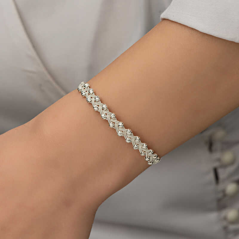 Silver Kazaziye Knit Bracelet