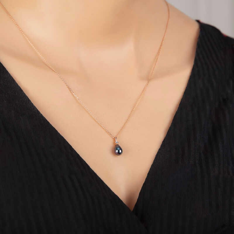 Silver Rose Drop Pearl Women’s Necklace