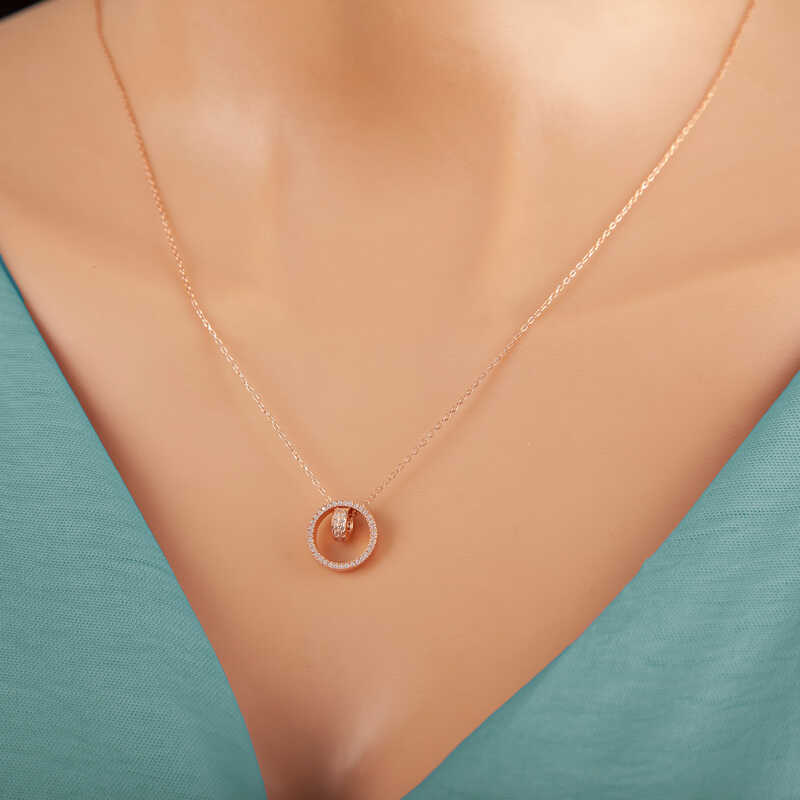 Silver Rose Interlocking Ring Women’s Necklace