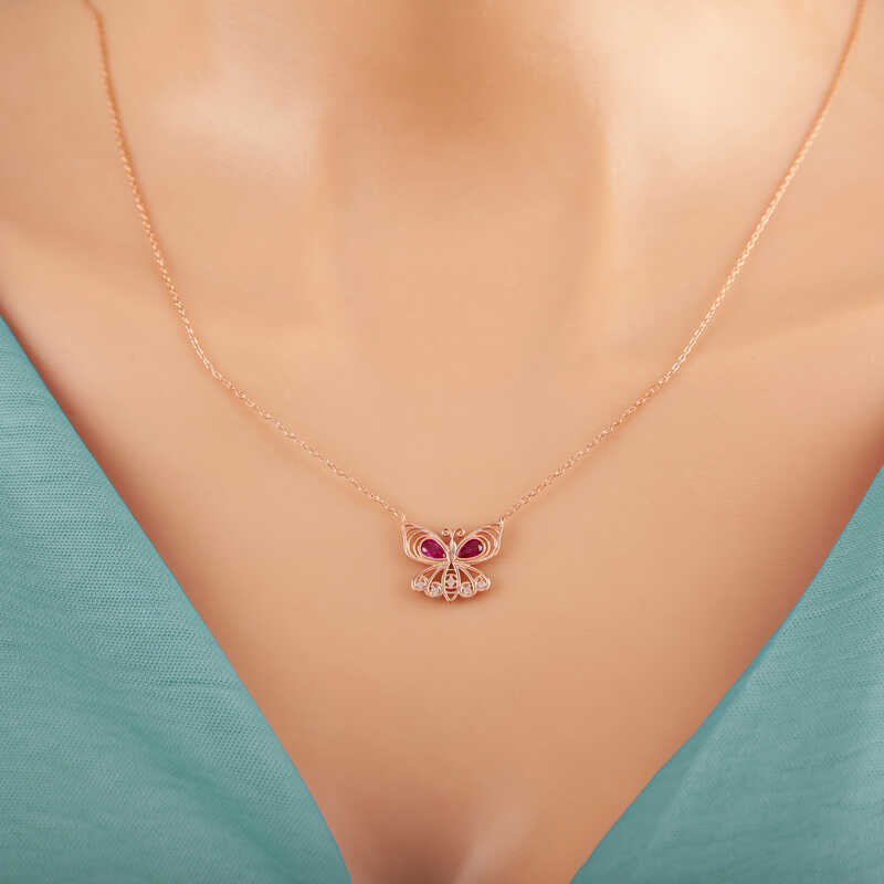 Silver Rose Butterfly Women’s Necklace