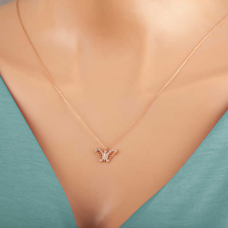 Silver Rose Butterfly Women’s Necklace