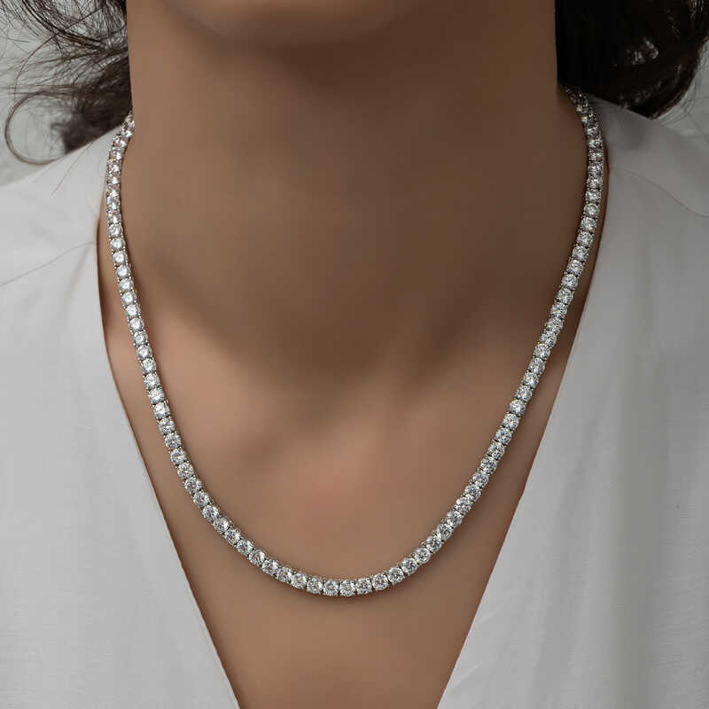 Silver 4 mm White Stone Waterway Women’s Necklace