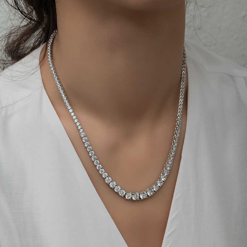 Silver Waterway Necklace with White Stones