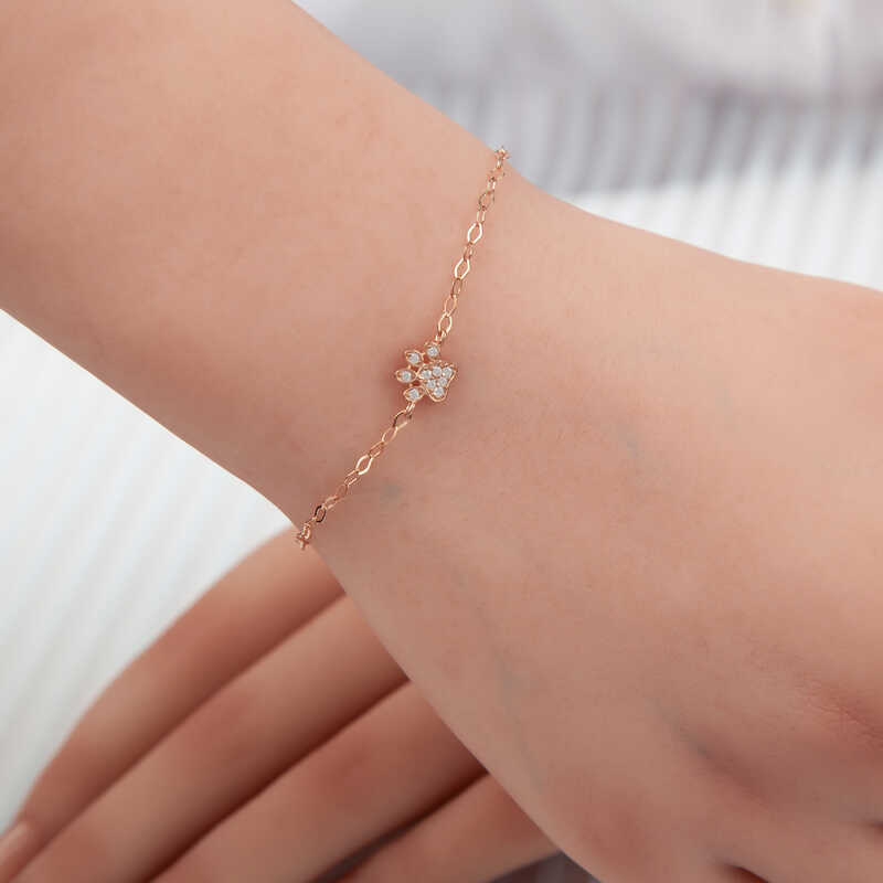 Silver Rose Cat Paw Women’s Bracelet