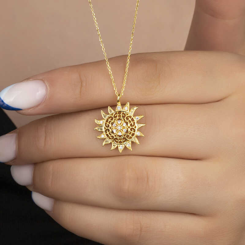 Silver Gold Sun Women’s Necklace