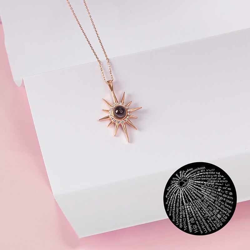 Silver Rose I Love You in 100 Languages North Star Women’s Necklace