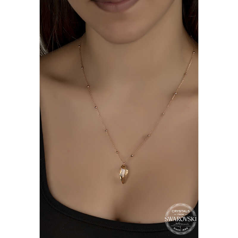 Crystal Taşlı Rose Top Zincir Gümüş Kadın Kolye