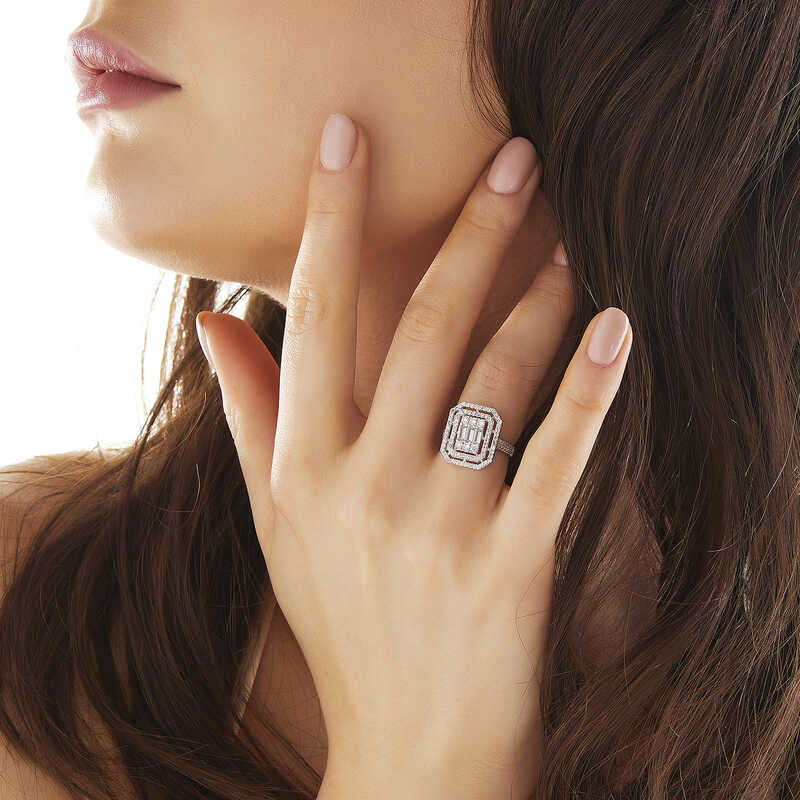 Silver Baguette Cut Women’s Ring
