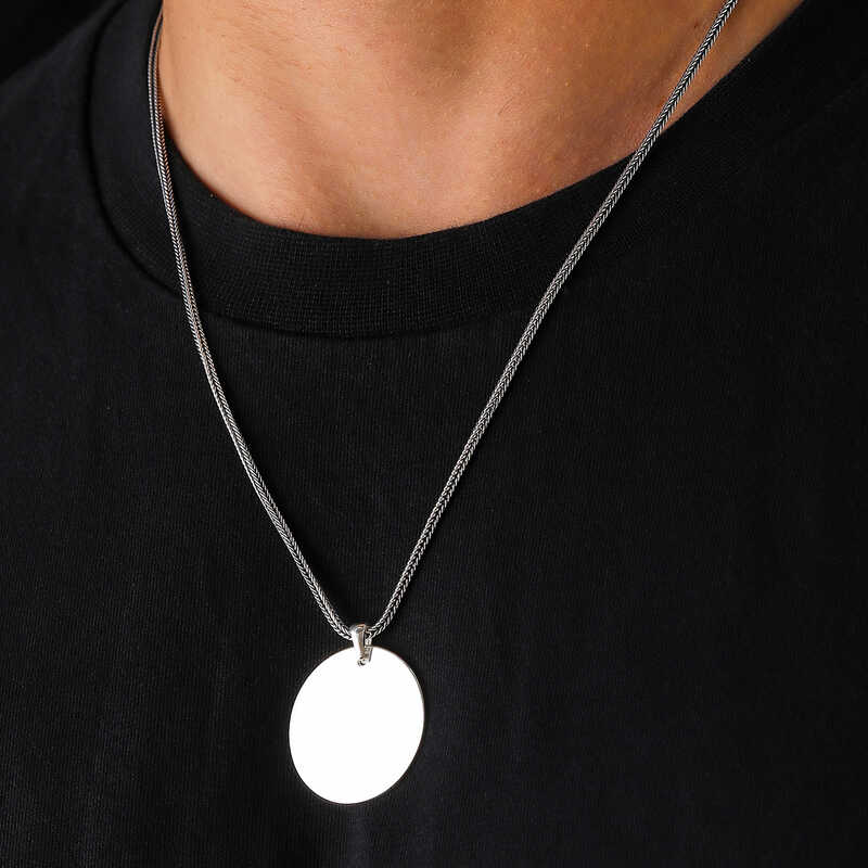 Silver Round Plate Necklace