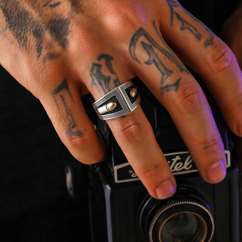 Silver Bullet Motif Men’s Ring
