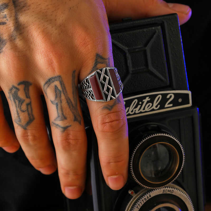 Silver Patterned Men’s Ring
