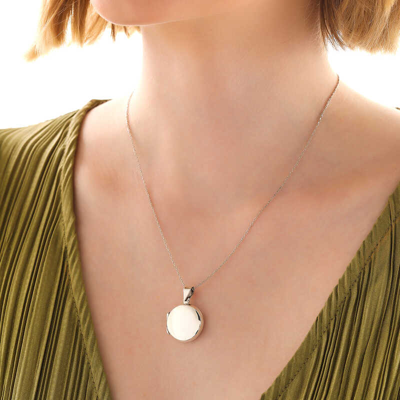 Silver Covered Locket Women’s Necklace