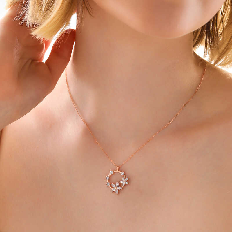 Silver Rose White Flower Women’s Necklace