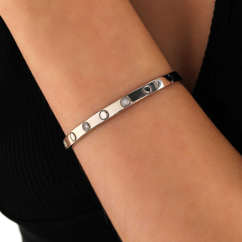 Silver Stone Screw Women’s Bracelet