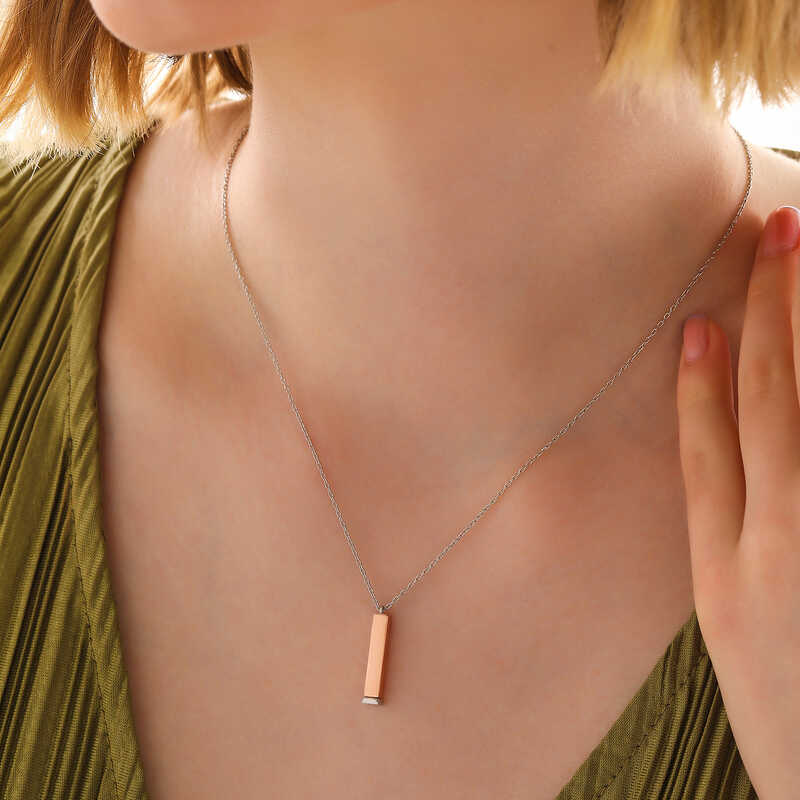 Silver Name Writable Openable Bar Necklace for Women