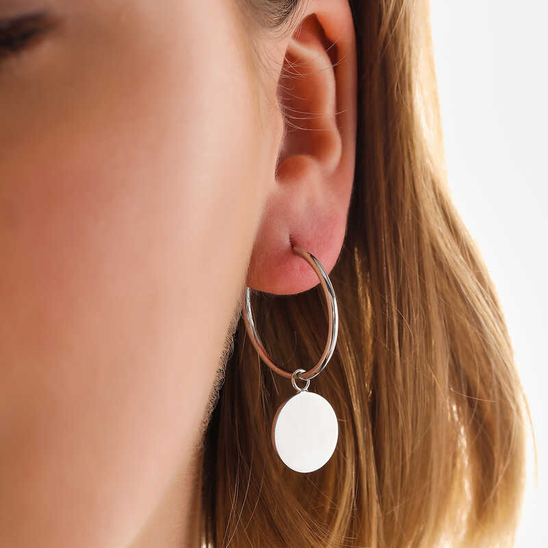 Silver Dangle Hoop Women’s Earrings