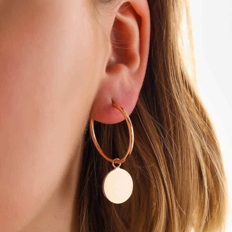 Silver Rose Dangle Hoop Women’s Earrings