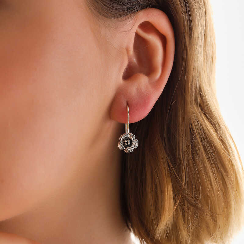 Silver Dangle Rose Women’s Earrings