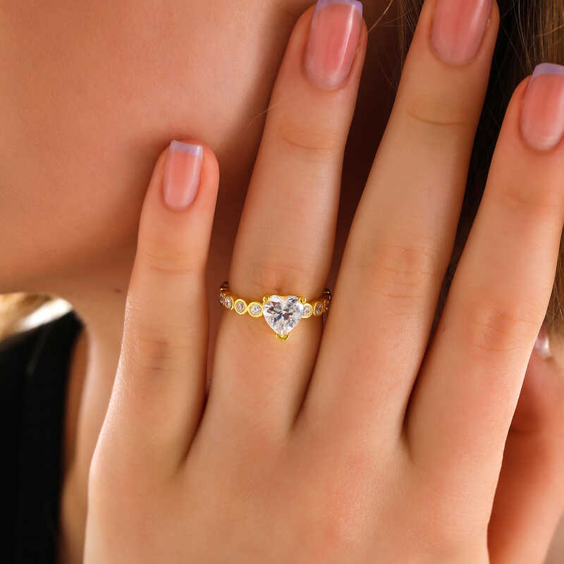 Silver Gold Heart Women’s Ring