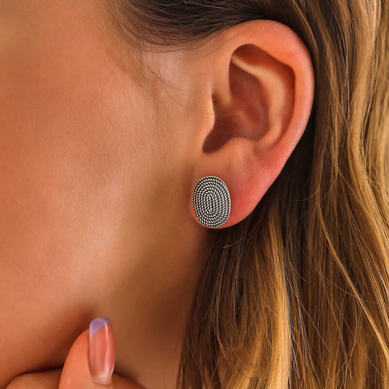 Silver Oval Stud Women’s Earrings
