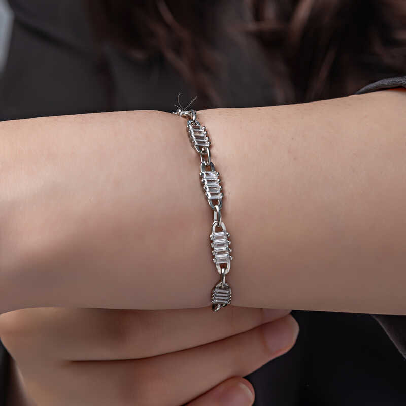 Silver Baguette Stone Women’s Bracelet