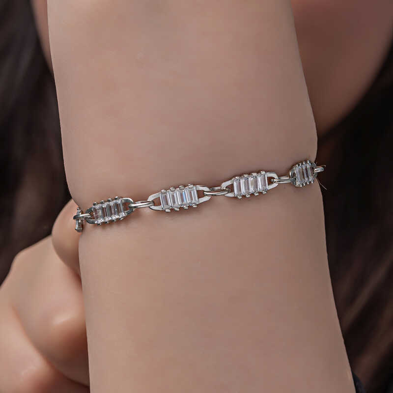 Silver Baguette Stone Women’s Bracelet