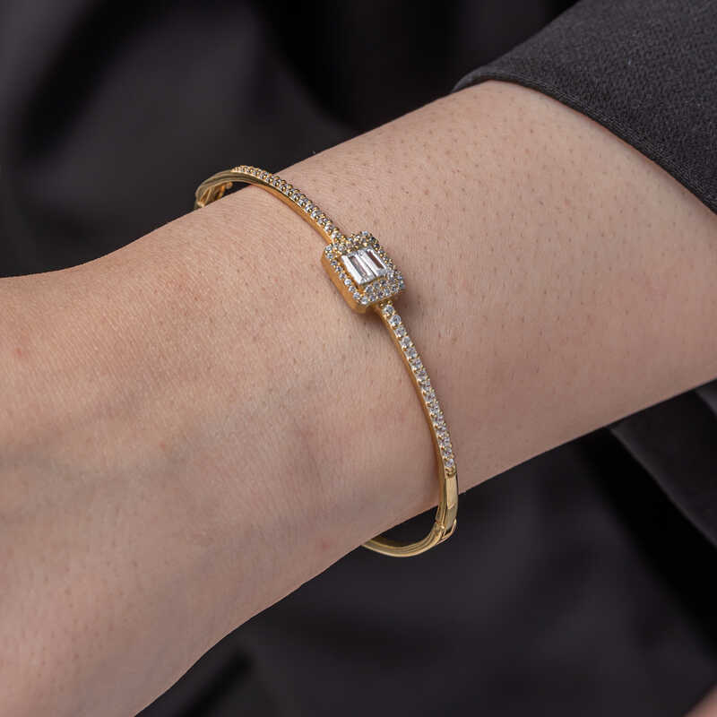 Silver Gold Baguette Stone Women’s Bracelet