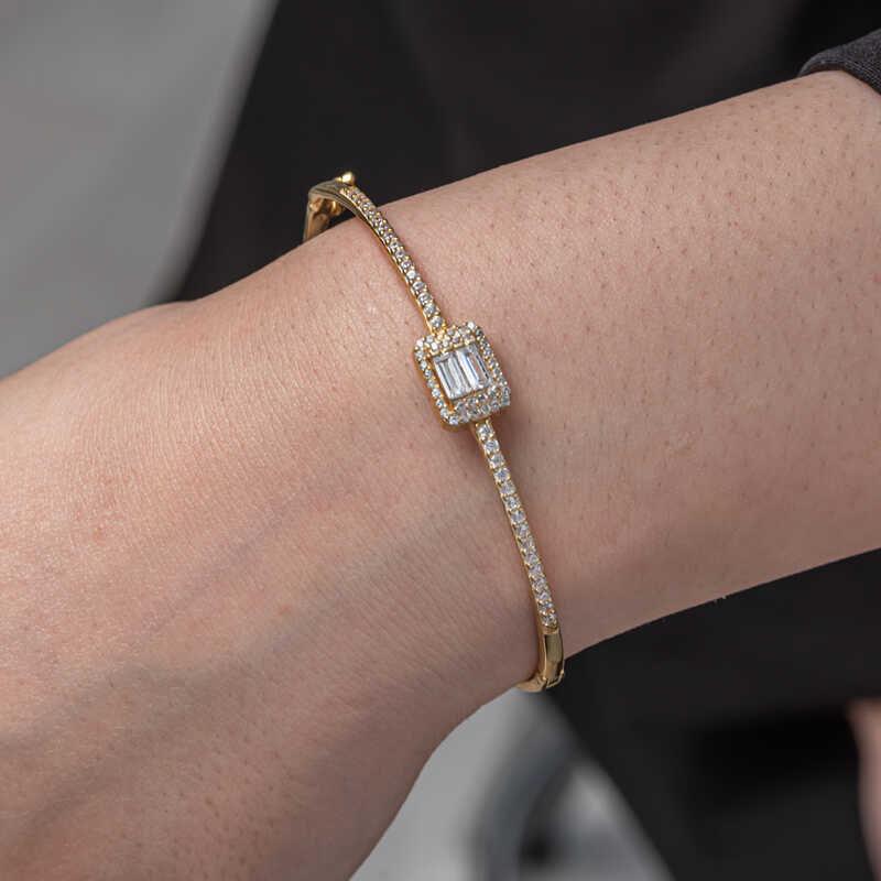 Silver Gold Baguette Stone Women’s Bracelet