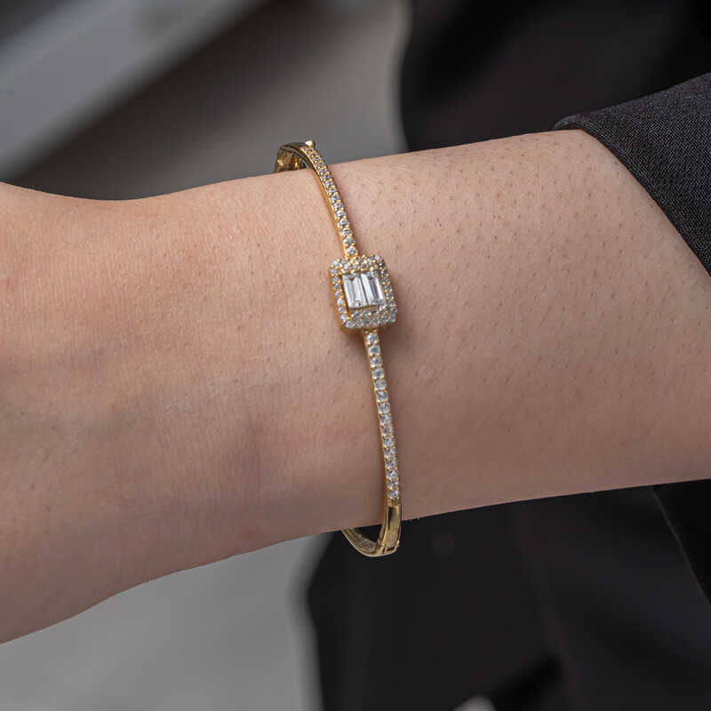 Silver Gold Baguette Stone Women’s Bracelet