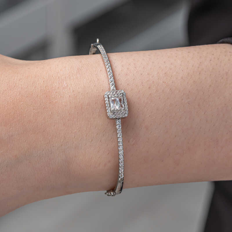 Silver Baguette Stone Women’s Bracelet